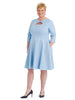Twist Detail Light Blue Fit And Flare Dress