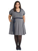 Contrast Trim Gray Fit And Flare Dress