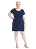 Toggle Waist Navy Fit And Flare Dress