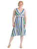 Surplice Striped Fit And Flare Dress