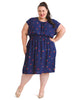 Cherry Print Navy Fit And Flare Dress