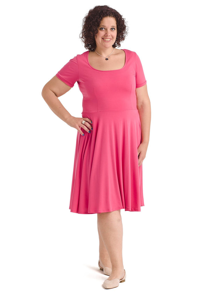 Raspberry Pink Fit And Flare Dress