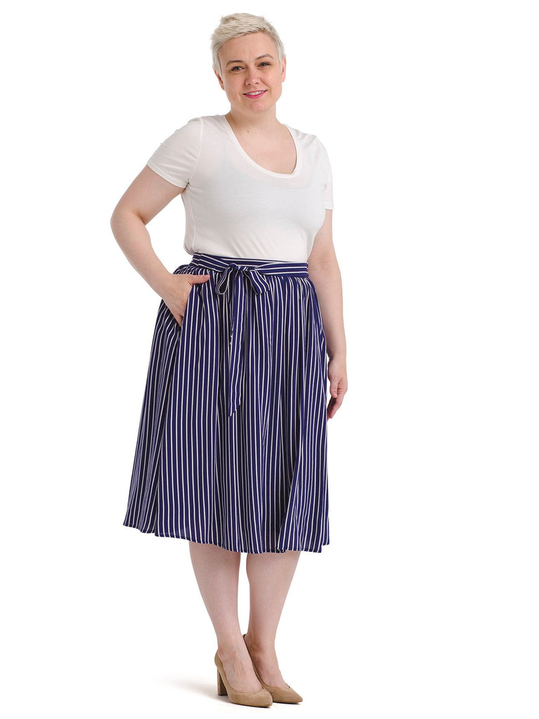 Striped Woven Full Skirt