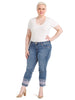 Patched Layered Hem Carter Girlfriend Jeans