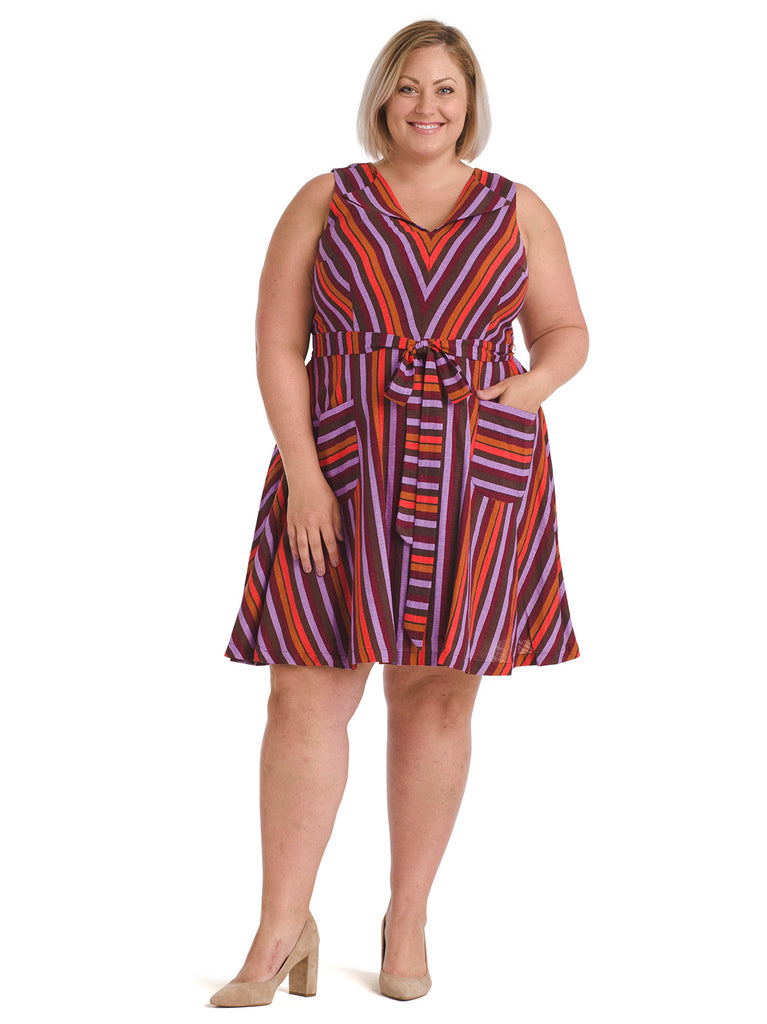 Multi Striped Collared Dress