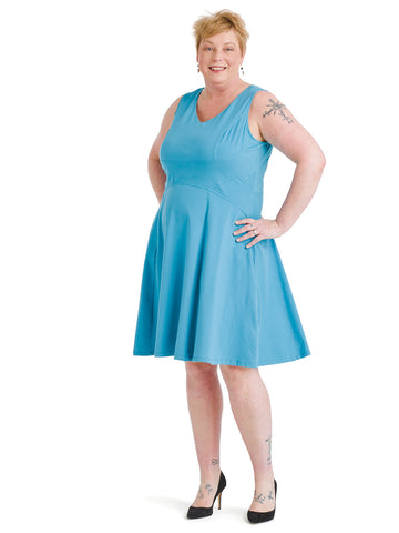 Blue Turquoise Fit And Flare Dress