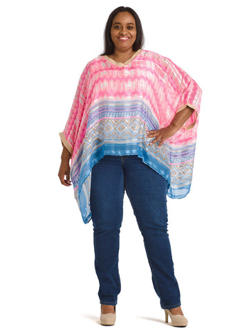 Blue And Pink Poncho Top