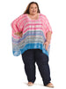 Blue And Pink Poncho Top