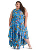 Belted Blue Floral Dress