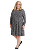 Long Sleeve Bird Print Fit And Flare Dress