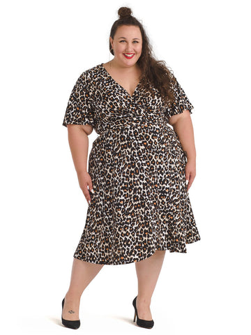 Leopard Jersey Faux Wrap Dress
