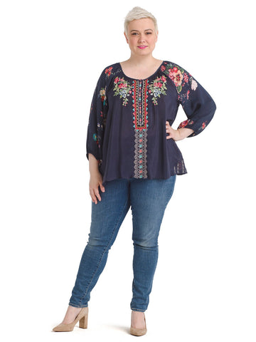 Embroidered Floral Sheer Blouse