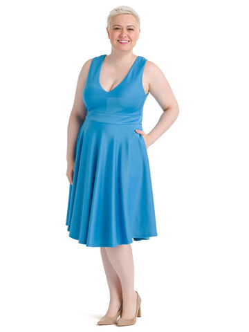 Aqua Blue Fit And Flare Dress