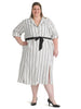 Button-Front Black And White Stripe Dress
