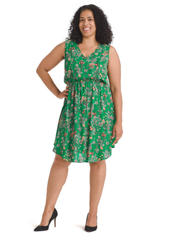 Floral Green Fit And Flare Dress