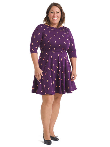 Purple Ice Cream Cone Fit And Flare Dress