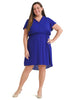 Ruffle Trim Electric Blue Fit And Flare Dress