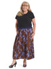 Brown Floral Pleated Skirt