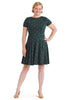Green Apple Print Fit And Flare Dress