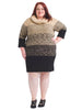 Cowl Neck Color Block Sweater Dress