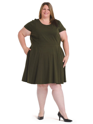 Dark Green Fit And Flare Dress