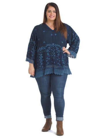 Navy Embroidered Tunic