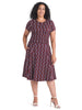 Puffin Print Burgundy Fit And Flare Dress