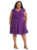 V-Neck Purple Fit And Flare Dress