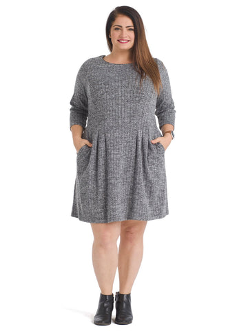 Gray Wide Rib Cozy Knit Dress