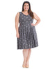 French Bulldog Print Gray Fit-And-Flare Dress