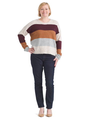 Multi Stripe Heather Gray Sweater