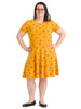 Yellow Star Print Fit-And-Flare Dress