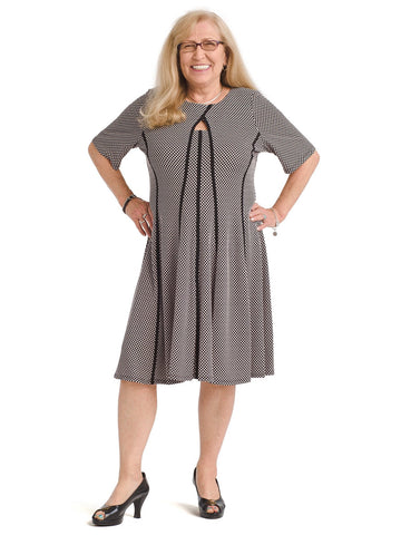 Bubble Knit Cut Away Seam Down Fit-And-Flare Dress