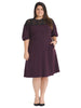 Lace Detail Plum Fit-And-Flare Dress
