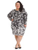 Black And White Paint Print Side-Ruched Dress