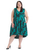 Teal And Black Floral Fit-And-Flare Dress