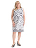 Navy and Ivory Floral Print Sheath Dress