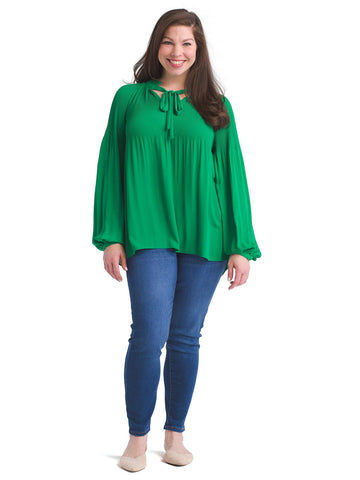 Hedge Green Pleated Blouse