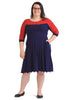 Color Block Ribbed Navy Sweater Dress
