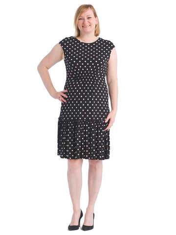 Drop Shoulder Polka Dot Knee Length Dress