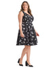 Cat Print Black Fit-And-Flare Dress