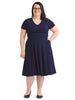 Ribbed Navy Fit-And-Flare Dress