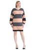 Charcoal And Blush Striped Sweater Dress