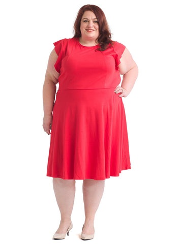 Frill Vermillion Fit-And-Flare Dress