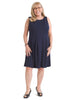 Sleeveless Navy Scuba Crepe Fit-And-Flare Dress