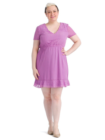 Illusion Stripe Violet Dress