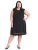 Black Extended Shoulder Mesh Cutout Dress