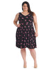 Flamingo Print Pink Navy Fit-And-Flare Dress