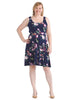Sleeveless Navy Floral Fit-And-Flare Dress
