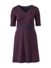 Contrast Trim Purple Fit-And-Flare Dress